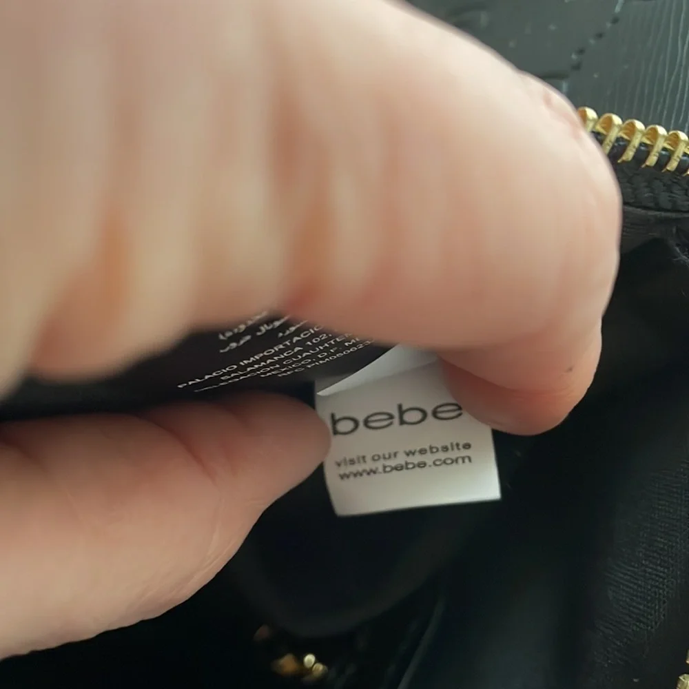 Bebe Black Bag -zip top closure gold hardware removable shoulder strap- - Picture 14 of 15